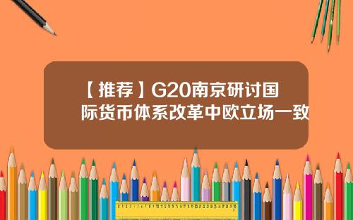 【推荐】G20南京研讨国际货币体系改革中欧立场一致