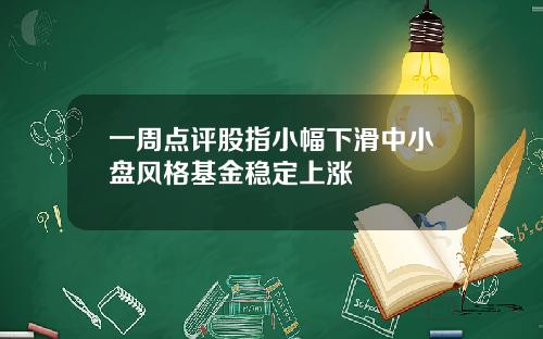 一周点评股指小幅下滑中小盘风格基金稳定上涨