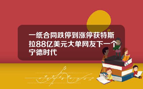 一纸合同跌停到涨停获特斯拉88亿美元大单网友下一个宁德时代