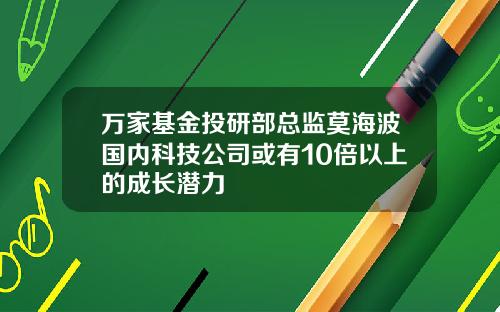 万家基金投研部总监莫海波国内科技公司或有10倍以上的成长潜力