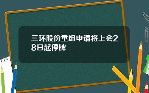 三环股份重组申请将上会28日起停牌