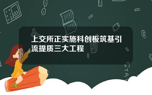 上交所正实施科创板筑基引流提质三大工程