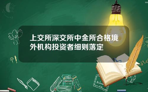 上交所深交所中金所合格境外机构投资者细则落定