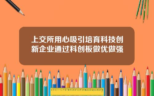 上交所用心吸引培育科技创新企业通过科创板做优做强