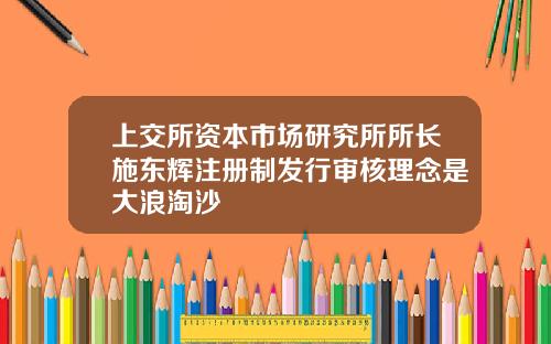 上交所资本市场研究所所长施东辉注册制发行审核理念是大浪淘沙