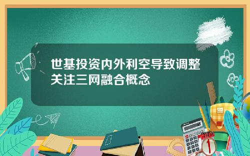 世基投资内外利空导致调整关注三网融合概念