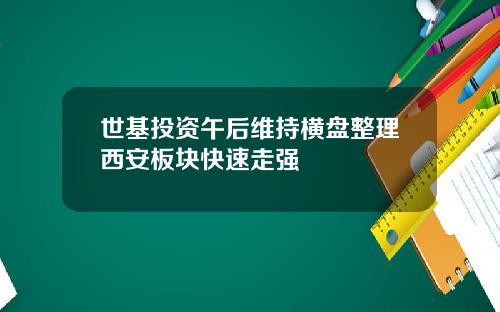 世基投资午后维持横盘整理西安板块快速走强