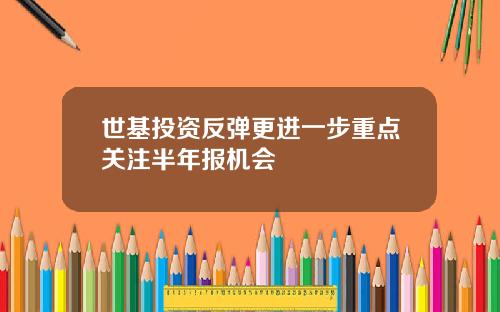 世基投资反弹更进一步重点关注半年报机会