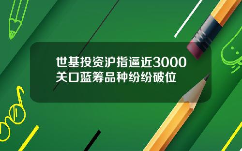 世基投资沪指逼近3000关口蓝筹品种纷纷破位