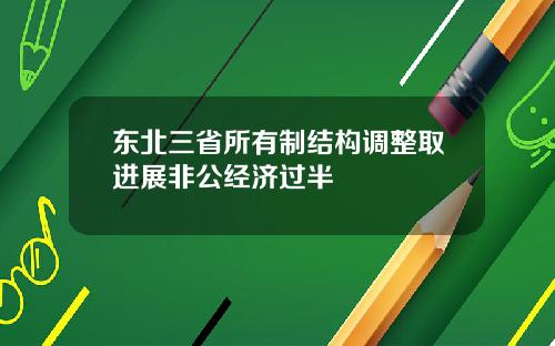 东北三省所有制结构调整取进展非公经济过半