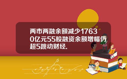 两市两融余额减少17630亿元55股融资余额增幅仍超5跳动财经.