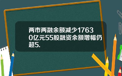 两市两融余额减少17630亿元55股融资余额增幅仍超5.