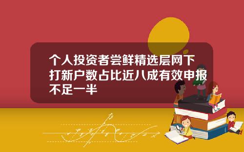 个人投资者尝鲜精选层网下打新户数占比近八成有效申报不足一半