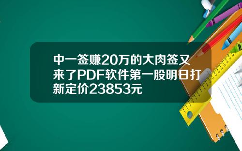 中一签赚20万的大肉签又来了PDF软件第一股明日打新定价23853元