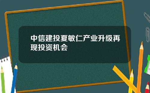 中信建投夏敏仁产业升级再现投资机会