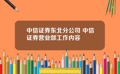 中信证券东北分公司 中信证券营业部工作内容