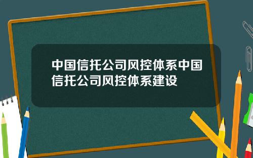 中国信托公司风控体系中国信托公司风控体系建设