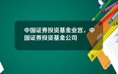 中国证券投资基金业宫，中国证券投资基金公司