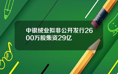 中银绒业拟非公开发行2600万股集资29亿