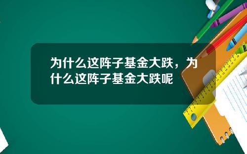 为什么这阵子基金大跌，为什么这阵子基金大跌呢