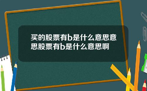 买的股票有b是什么意思意思股票有b是什么意思啊