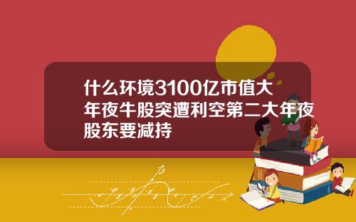 什么环境3100亿市值大年夜牛股突遭利空第二大年夜股东要减持