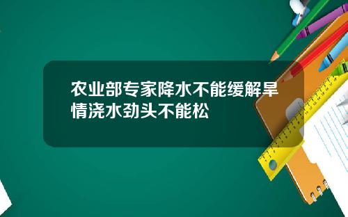 农业部专家降水不能缓解旱情浇水劲头不能松