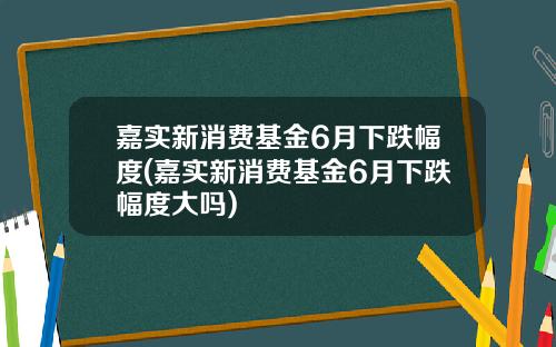 嘉实新消费基金6月下跌幅度(嘉实新消费基金6月下跌幅度大吗)