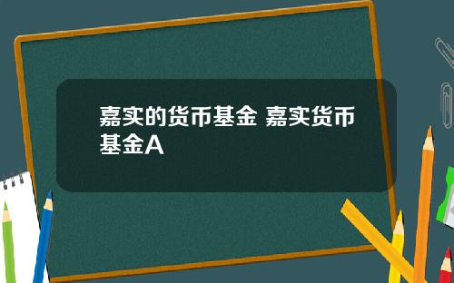 嘉实的货币基金 嘉实货币基金A