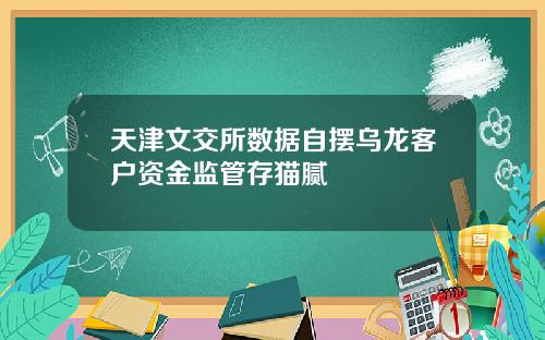 天津文交所数据自摆乌龙客户资金监管存猫腻