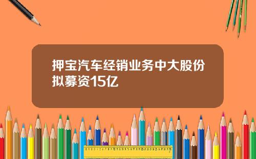 押宝汽车经销业务中大股份拟募资15亿