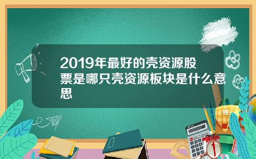 2019年最好的壳资源股票是哪只壳资源板块是什么意思