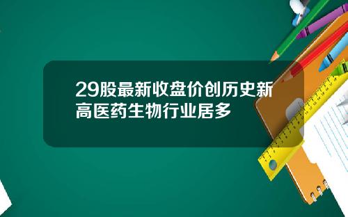 29股最新收盘价创历史新高医药生物行业居多