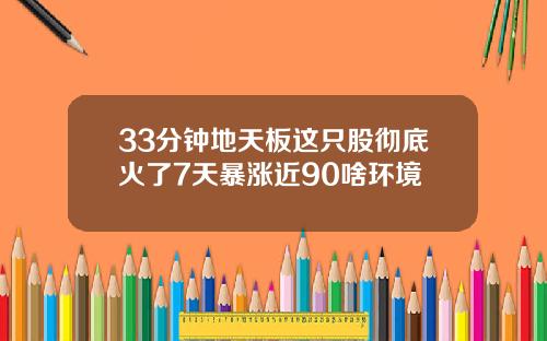 33分钟地天板这只股彻底火了7天暴涨近90啥环境