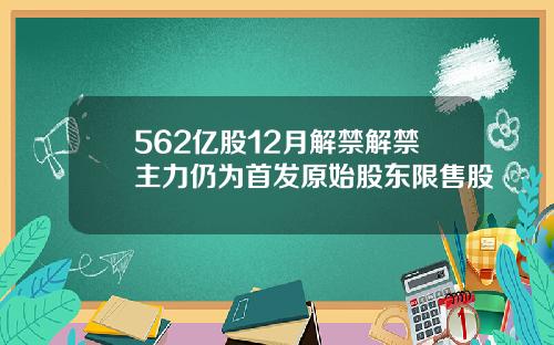 562亿股12月解禁解禁主力仍为首发原始股东限售股