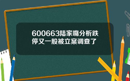 600663陆家嘴分析跌停又一股被立案调查了