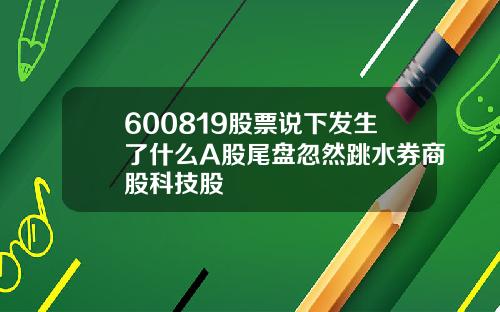 600819股票说下发生了什么A股尾盘忽然跳水券商股科技股