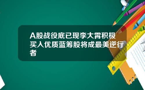 A股战役底已现李大霄积极买入优质蓝筹股将成最美逆行者