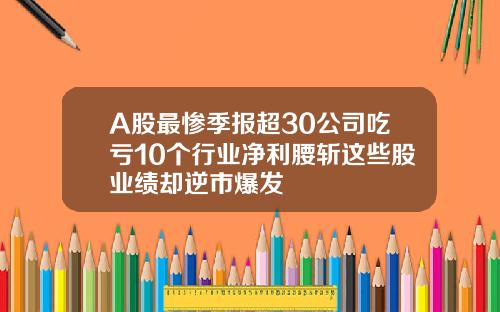 A股最惨季报超30公司吃亏10个行业净利腰斩这些股业绩却逆市爆发