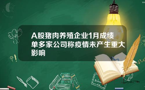 A股猪肉养殖企业1月成绩单多家公司称疫情未产生重大影响