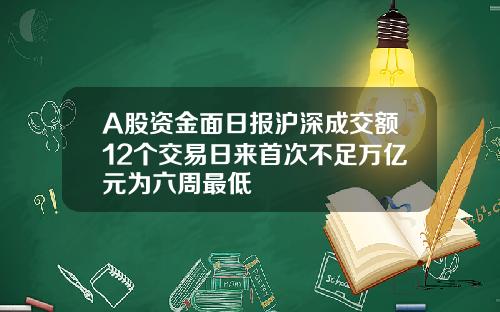 A股资金面日报沪深成交额12个交易日来首次不足万亿元为六周最低