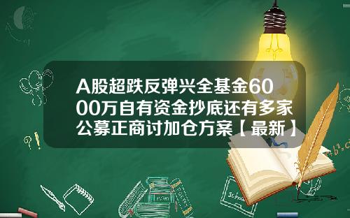 A股超跌反弹兴全基金6000万自有资金抄底还有多家公募正商讨加仓方案【最新】