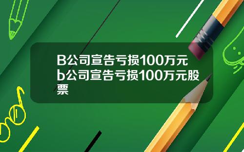 B公司宣告亏损100万元b公司宣告亏损100万元股票