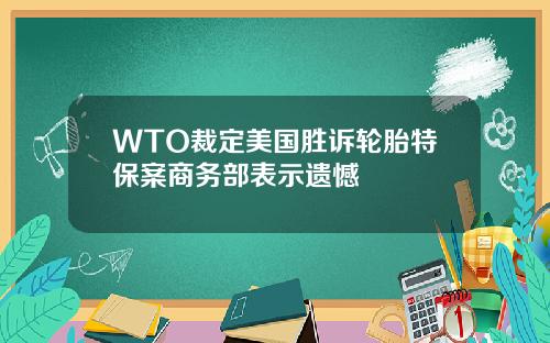 WTO裁定美国胜诉轮胎特保案商务部表示遗憾