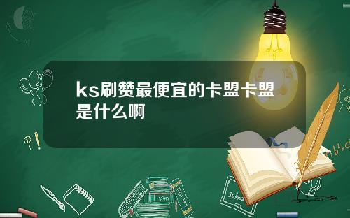 ks刷赞最便宜的卡盟卡盟是什么啊