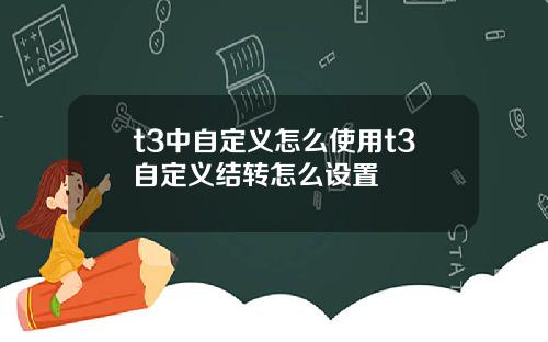 t3中自定义怎么使用t3自定义结转怎么设置