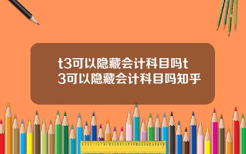 t3可以隐藏会计科目吗t3可以隐藏会计科目吗知乎