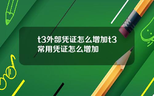 t3外部凭证怎么增加t3常用凭证怎么增加