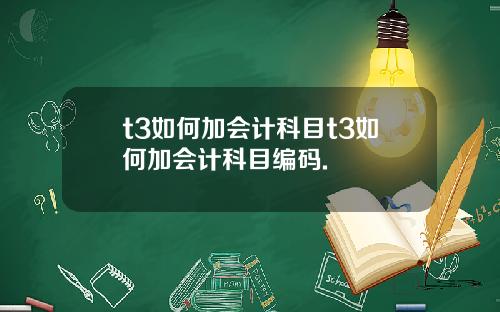 t3如何加会计科目t3如何加会计科目编码.