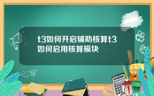 t3如何开启辅助核算t3如何启用核算模块